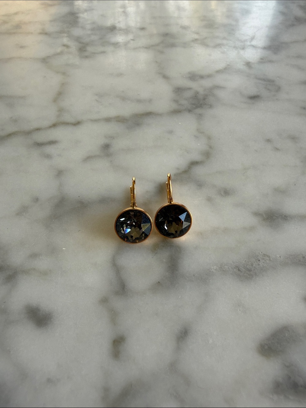 Swarovski Earrings with Smoky Amethyst Crystal